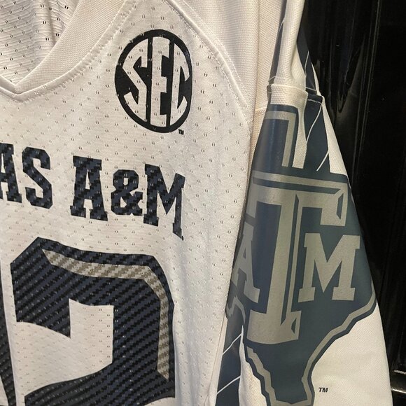 Texas A&M Aggies Adidas Icy White Jersey Mens S/M - Picture 2 of 6